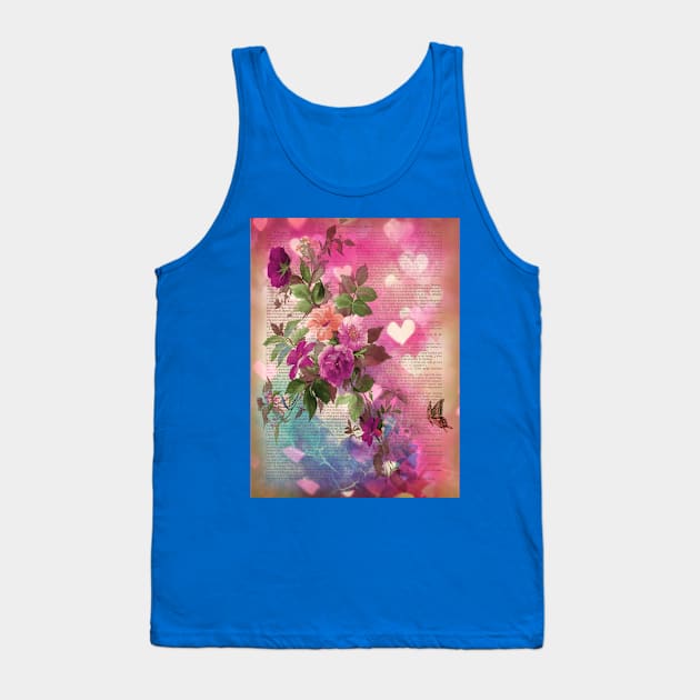 Botanical print, on old book page - Garden Dream Tank Top by ArtDreamStudio